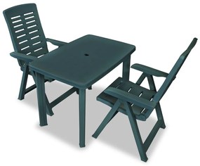 vidaXL Set mobilier bistro, 3 piese, verde, plastic