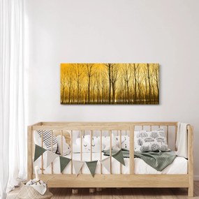 Tablou cu pădure în apus de soare (120x50 cm)