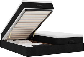 vidaXL Cadru de pat otoman cu saltele, material negru 180x200cm