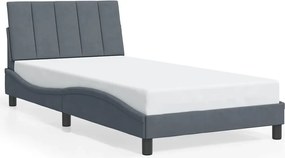 vidaXL Cadru de pat fără saltea, Hanko, gri închis, 100x200 cm, catifea