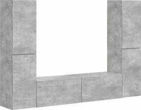 vidaXL Set comodă TV 6 pcs Gri din beton Lemn compozit