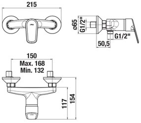 Baterie de duș JIKA H3312E70044001 TALAS crom lucios