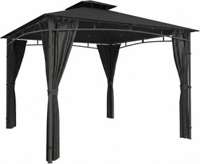 Outsunny Tonnelă de Grădină Exterior Cadru de Acoperiș Retractabil și Acoperiș Dublu UV50+Impermeabil 3x3m Gri Antracit | Aosom Romania