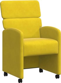 vidaXL Scaune de dining cu roți 2 pcs Galben 58 x 65 x 98 cm Catifea