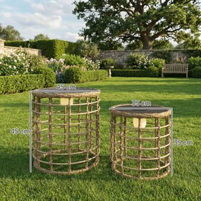 Outsunny Lampă solară de podea set de 2 Lămpi solare din ratan cu senzor de lumină LED Lampă solară în stil Boho IP44 | Aosom Romania