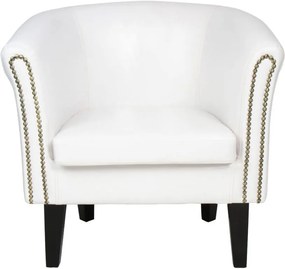 MIADOMODO Fotoliu Chesterfield cu taburet - alb