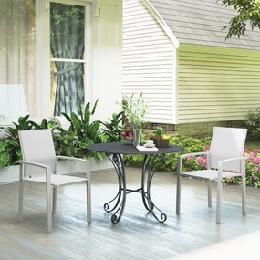 Outsunny Set de 2 Scaune de Grădină cu Cadru din Aluminiu, Plasă Respirabilă și Cotiere, 56x58x89 cm, Gri Deschis | Aosom Romania