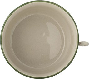 Bol din ceramică verde cu model de frunze și pasăre pictate manual, 13×7 cm, „Hezha"