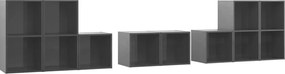 vidaXL Set de dulapuri TV, 8 piese, gri extralucios, lemn prelucrat