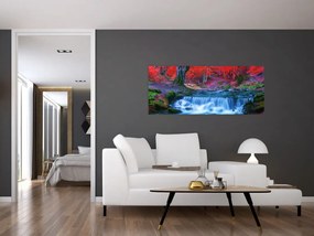 Tablou - Cascada în pădurea roșie (120x50 cm)
