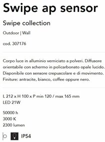 Aplica LED cu senzor de miscare pentru exterior IP54 Swipe ap cafenie