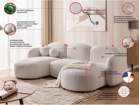 Colțar crem cu tapițerie din țesătură bouclé (în formă de "U") Orbit – Ropez