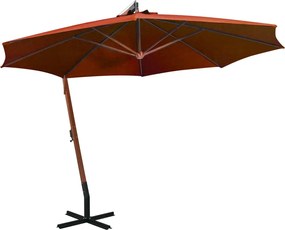vidaXL Umbrelă în consolă cu stâlp, cărămiziu, 3,5x2,9 m, lemn de brad