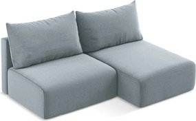 Colțar albastru extensibil/cu spațiu de depozitare cu tapițerie din catifea (cu colț pe partea dreaptă/cu șezlong) Kalena – Makamii