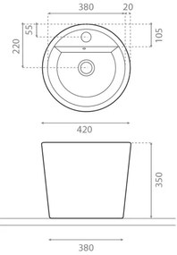 Bathco 4057 - Lavoar pentru blat FLORENCIA Ø 42 cm porțelan/alb
