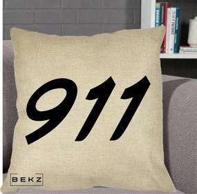 Perna Personalizata 911 Bold, 40x40 cm, Crem, Husa Detasabila, Perna Inclusa, BEKZ®