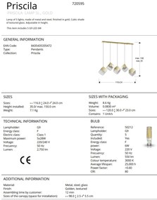 Lustra moderna cu 5 Pendule design decorativ Priscila aurie