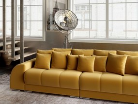 Canapea extensibilă dumonde cu 2 lăzi de depozitare si sezut confortabil din spuma high-density, Verona Royal Mustar 310x100 cm