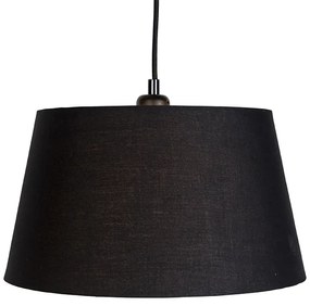 Lampă suspendată cu 3 abajururi din bumbac negru și auriu - Cava