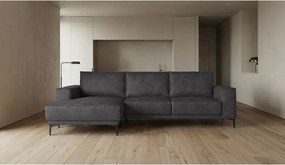 Colțar gri antracit cu tapițerie din imitație de piele (colț pe partea stângă ) Copenhagen – Scandic