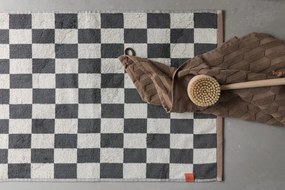 Covoraș de baie gri antracit/bej pentru duș din bumbac organic 50x80 cm Retro – Mette Ditmer Denmark