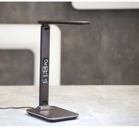 Immax 08930L - LED Lampă de masă cu display KINGFISHER LED/9W/230V/12V negru