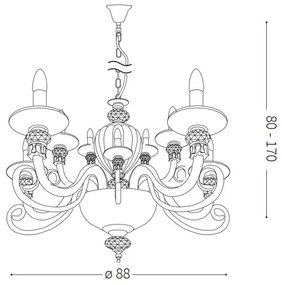 Lustră pe cablu Ideal Lux BARONET 15xE14/40W/230V
