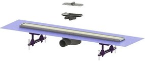 Set rigola pentru dus plus capac Kessel Linearis Compact 85 cm inox cu sita de par si clapeta multistop