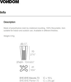 Ghiveci de flori / Jardiniera plante design decorativ modern pentru amenajari interioare si exterioare, BYE-BYE PLANTER 58003R Vondom