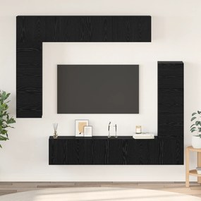 vidaXL Set comodă TV 8 pcs Stejar negru 80 x 30 x 30 cm Lemn compozit