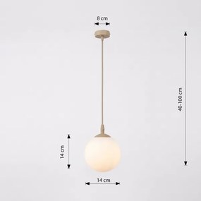 Lustru suspendat pe cablu COSMO 1xE14/10W/230V Ø 14 cm bej/alb