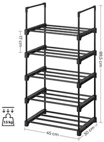 Pantofar set 2 rafturi Songmics, Negru, 45x30x174 cm