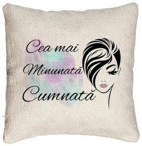 Perna Decorativa Canapea pentru Cumnata 2, 40x40 cm, Cu fermoar