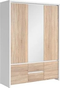 Dulap KASPIAN, stejar sonoma/alb, PAL, cu 5 usi si 2 sertare, 154x56x2