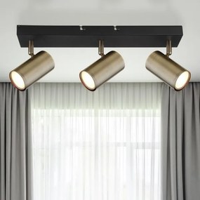 Spot ROBBY 3xGU10/35W/230V negru/alamă Globo 57911-3M