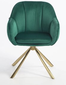 HR2055 BAZĂ STEA Scaun Verde din Catifea cu Bază Aurie
