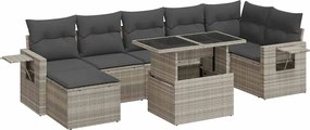 vidaXL Set mobilier de grădină cu perne, 8 piese gri deschis poliratan