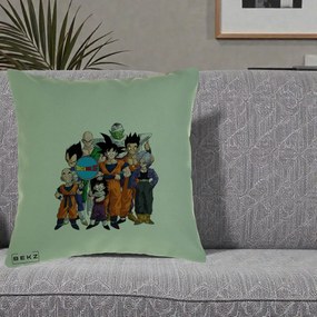 Perna Personalizata Dragon Ball Z Grup Complet, 40x40 cm, Verde, Husa Detasabila, Perna Inclusa, BEKZ®