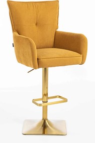 HR250KW Scaun Catifea Reiată Premium Ruloare Curry Galben Bază Aurie