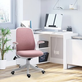 Vinsetto Scaun de Birou Balansoar cu Înălțime Reglabilă din Țesătură Efect Catifea, 62,5x60x94-104 cm, Roz | Aosom Romania