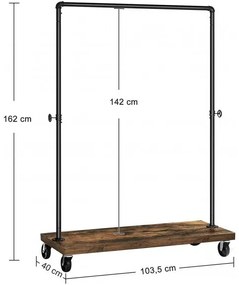 Cuier Cu Role Haine Vintage Negru, 103.5 Cm