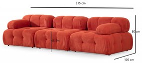 Canapea cu 3 locuri Doblo ( L1-O1-1R) - Rosu