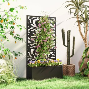 Outsunny Ghiveci cu spallier pentru plante cățărătoare din oțel, montare pe perete sau pe podea, 61x23x113 cm, negru | Aosom Romania