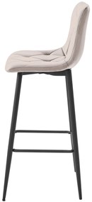 Scaun de bar NADO VELVET bej inchis cu picioare negre