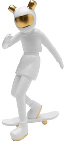 Figurina decorativa alba Skating Astronaut 17x33 cm