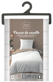 Lenjerie de pat albă-bej din bumbac pentru pat de o persoană 140x200 cm Cadria – douceur d'intérieur