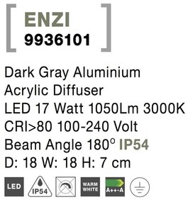 Aplica perete LED moderna pentru iluminat exterior IP54 ENZI
