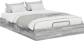vidaXL Cadru de pat otoman Sonoma gri 203 x 140 x 25 cm Lemn prelucrat