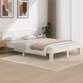 vidaXL Cadru de pat, alb, 140x200 cm, lemn masiv de pin