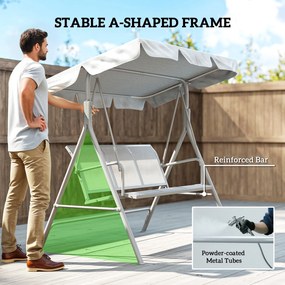 Balansoar de grădină 3 locuri Hollywoodschaukel cu acoperiș din metal gri+argintiu 170 x 110 x 153 cm | Aosom Romania